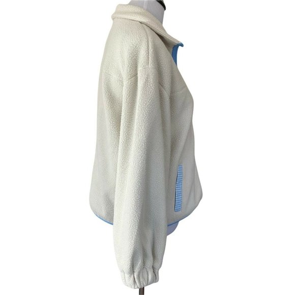 Sandy Liang for Target Cream Sherpa & Baby Blue Gingham Pocket Jacket - Picture 3 of 10